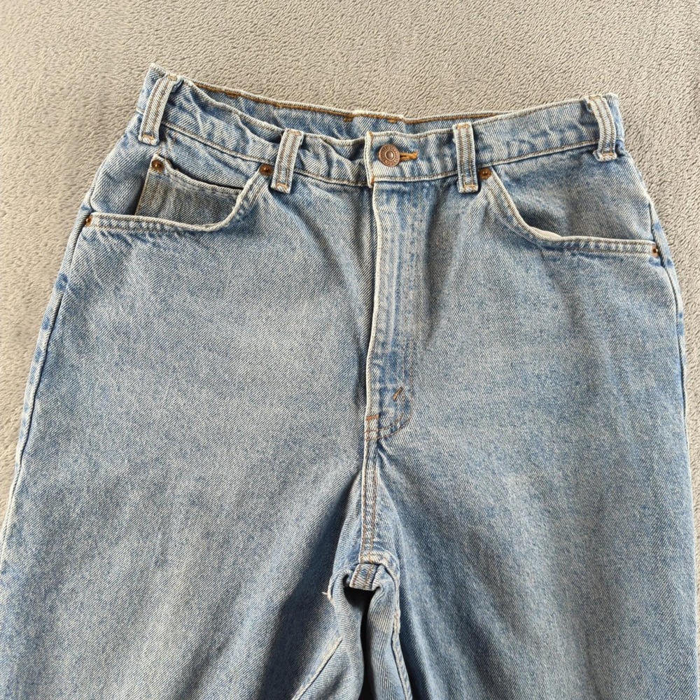Vintage 90s Levis Jeans Size 14 (Fits 28x33) Blue Light Wash Straight Orange Tab